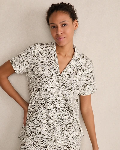 Organic Cotton Jersey Animal Dot Pajama Top