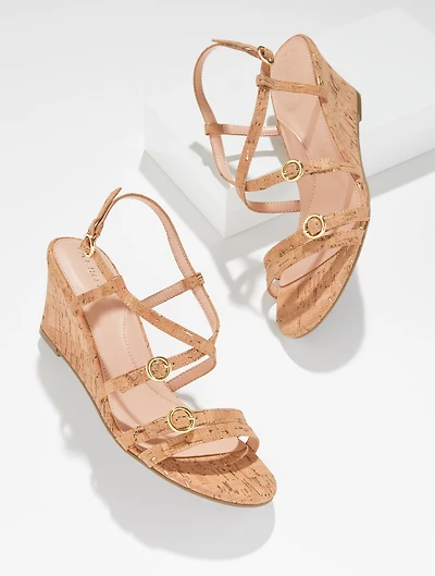 Royce Strappy Wedge Sandals - Cork