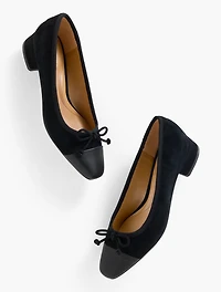 Vanessa Cap Toe Suede Block Heel Pumps