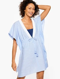 Aqua Club Embellished Chambray Caftan Cover-Up
