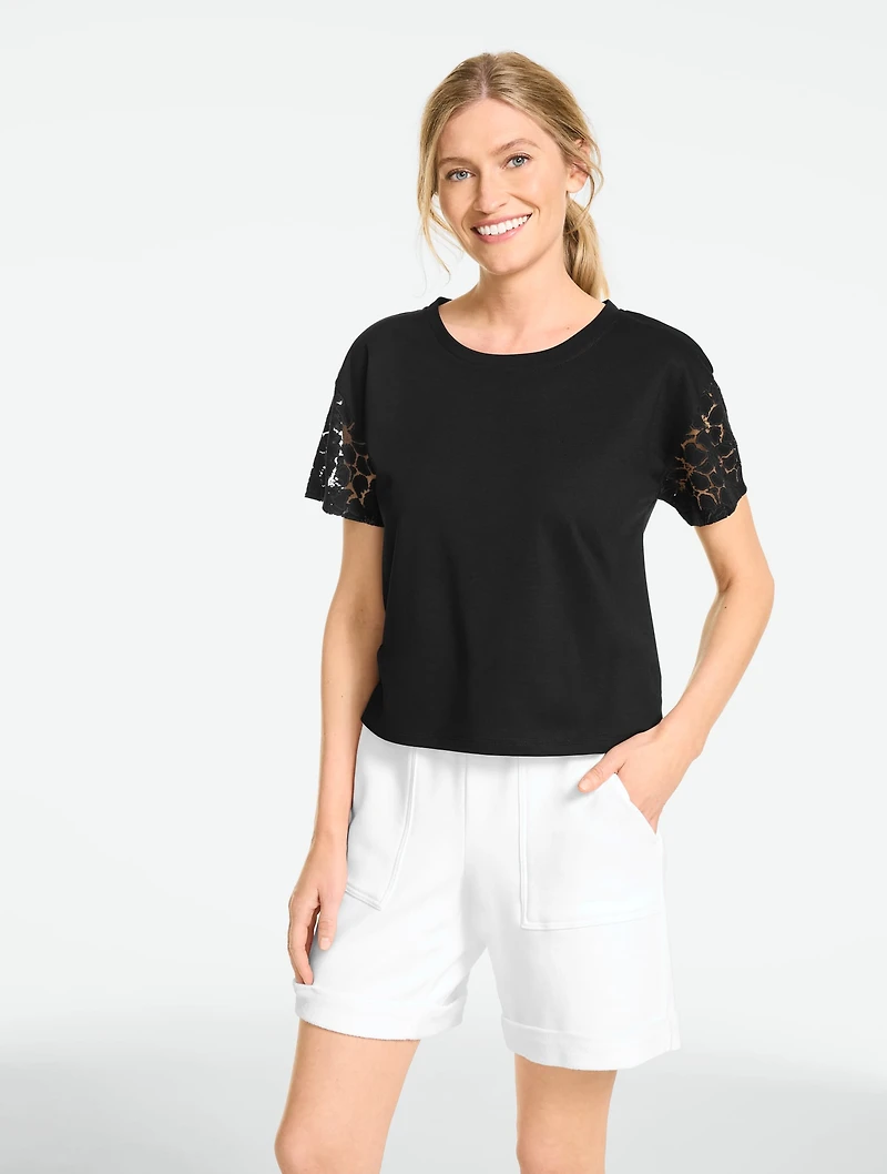 Burnout Jersey Boxy Crewneck Tee - Floral