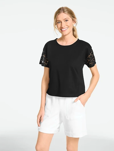 Burnout Jersey Boxy Crewneck Tee - Floral