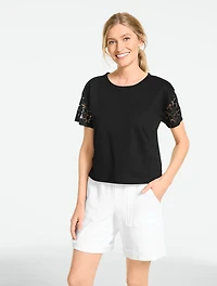 Burnout Jersey Boxy Crewneck Tee - Floral