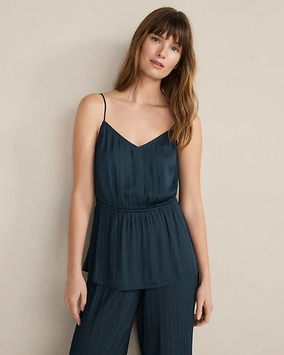 Silky Pleated Peplum Top