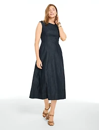 Refined Denim Fit & Flare Dress