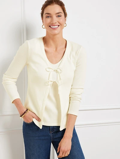 Ribbed Tie Front Cardigan
