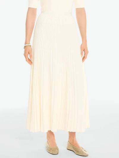 Crepe Pleated Fit & Flare Skirt
