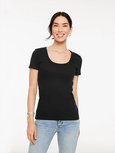 Ribbed Scoop Neck Tee
