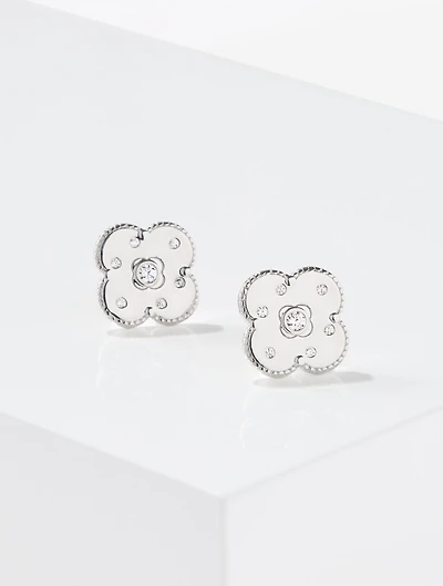 Sterling Silver Lustre Clover Stud Earring