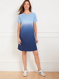 French Terry T-Shirt Dress - Dip-Dye