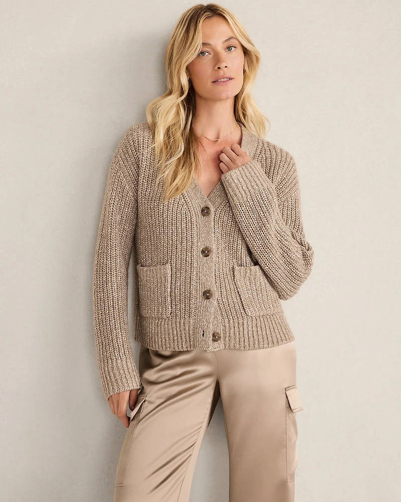 Lurex Blend Shaker Stitch Cardigan