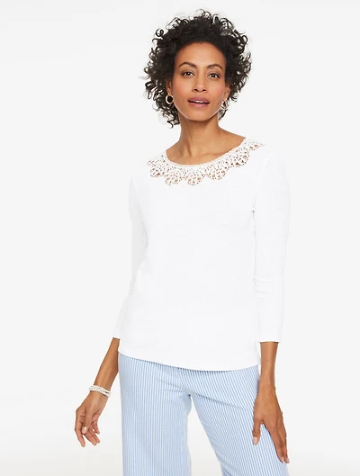 Lace Trim Crewneck Top
