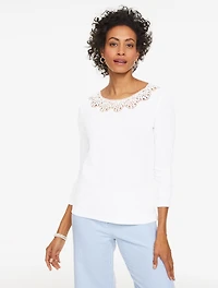 Lace Trim Crewneck Top