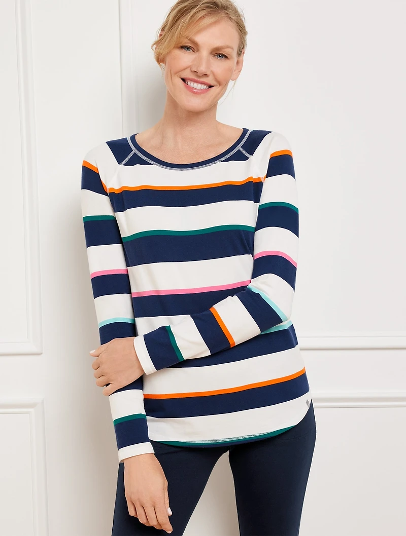 Supersoft Jersey Long Sleeve Tee - Good Vibes Stripe