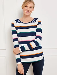Supersoft Jersey Long Sleeve Tee - Good Vibes Stripe