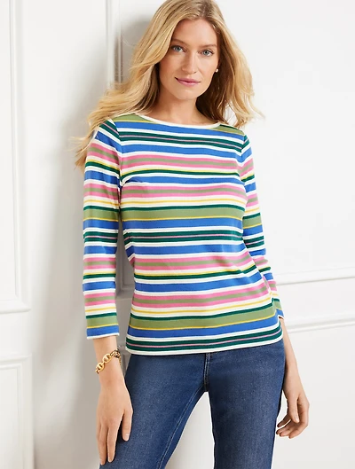 Bateau Neck Tee - Posey Stripe