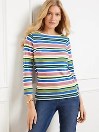 Bateau Neck Tee - Posey Stripe