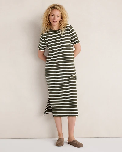 Organic Cotton Interlock Striped Short Sleeve Dress