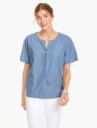 Pinstripe Denim Popover