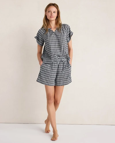 Crepe Gauze Plaid Shorts