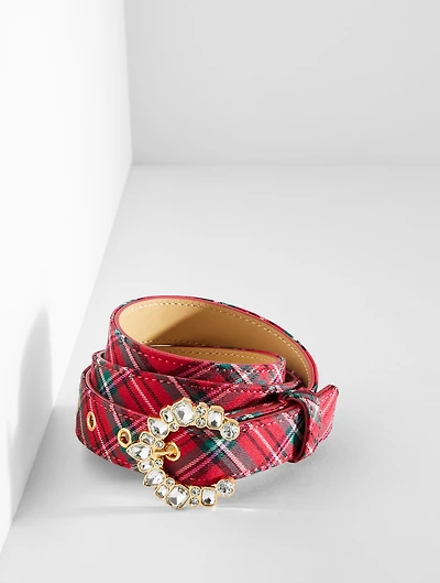 Crescent Buckle Belt - Cider Plaid