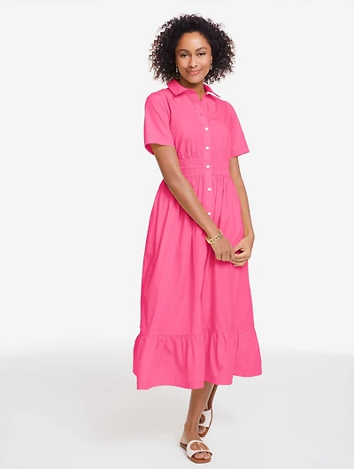 Poplin Flounce Shirtdress