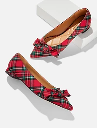 Portia Bow Flats - Cider Plaid