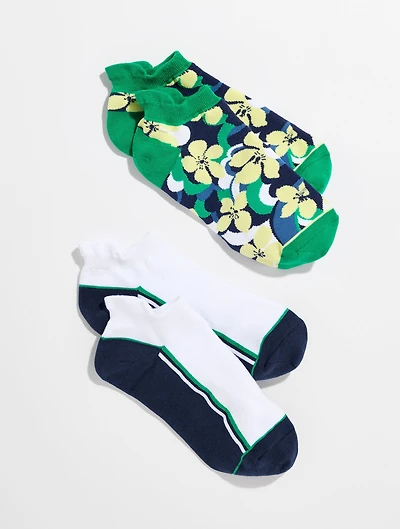 T by Talbots Layered Blooms Ankle Socks 2-Pack