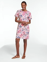 French Terry Lace-Up Dress - Beach Tropics