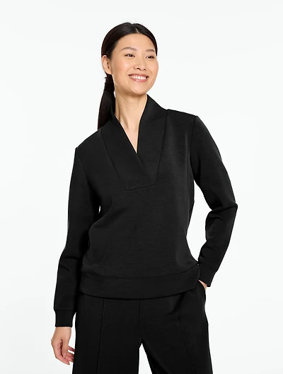 AirKnit Stretch Ribbed V-Neck Pullover
