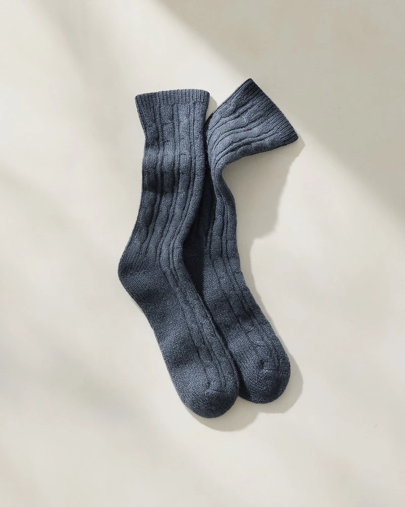 Cashmere Blend Cable Knit Socks