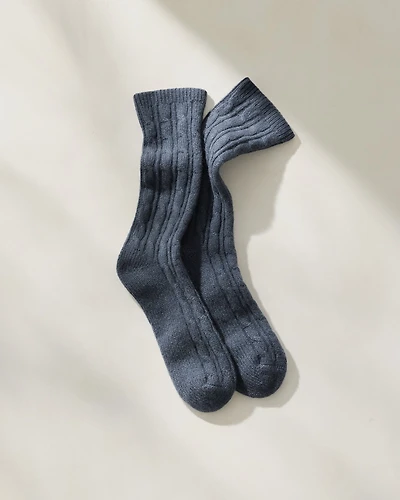 Cashmere Blend Cable Knit Socks