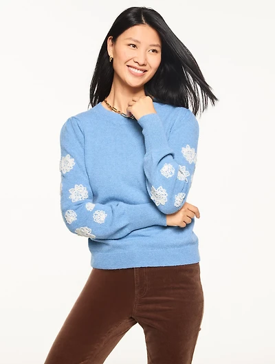 Embroidered Sleeve Sweater