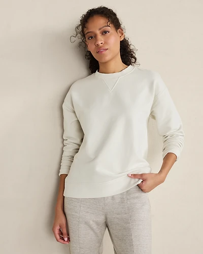 Organic Cotton Blend Fleece Crewneck Pullover