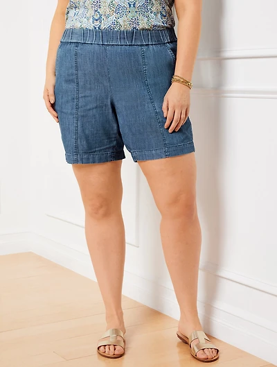 Pull-On Shorts - Chambray 6”