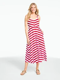 Marina Stripe Jersey Fit & Flare Maxi Dress