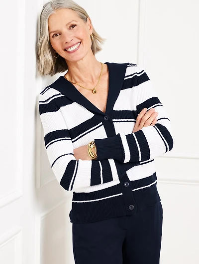 Sailor Collar Cardigan - Stripe