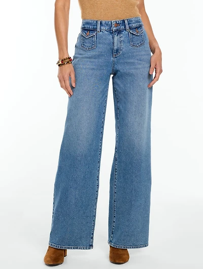 Relaxed Wide Leg Jeans - Wainscott Wash