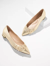 Portia Floral Metallic Leather Flats