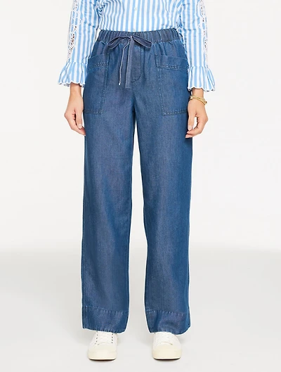Straight Leg Pull-On Pants - Refined Denim