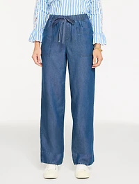 Straight Leg Pull-On Pants - Refined Denim