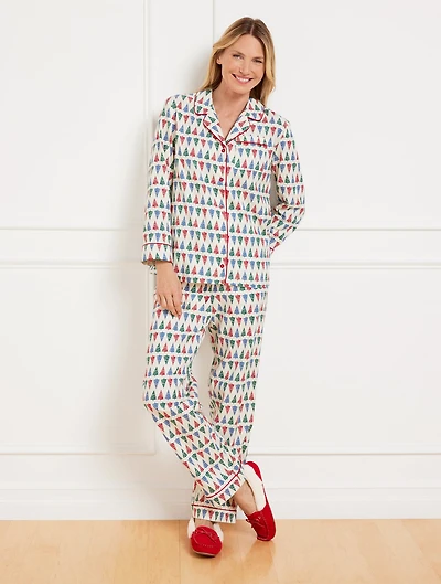 Cotton Flannel Pajama Set - Festive Tree