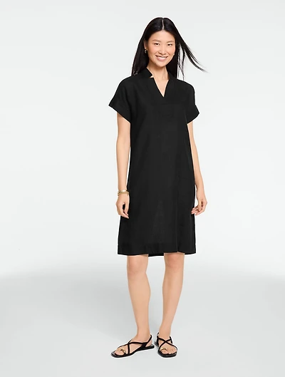 Extended Shoulder Linen Dress