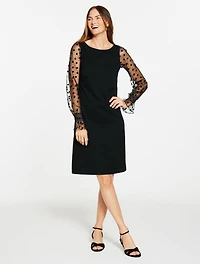 Luxe Ponte Tulle Sleeve Dress