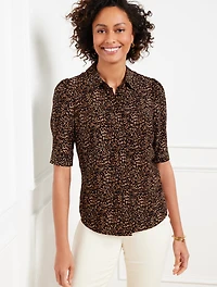 Elbow Sleeve Shirt - Delicate Leopard