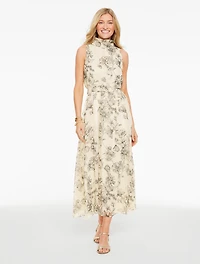 RSVP Metallic Fit & Flare - Shadow Floral