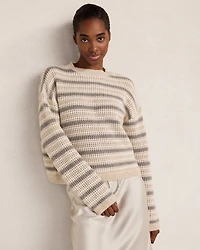 Cashmere Striped Open Stitch Sweater
