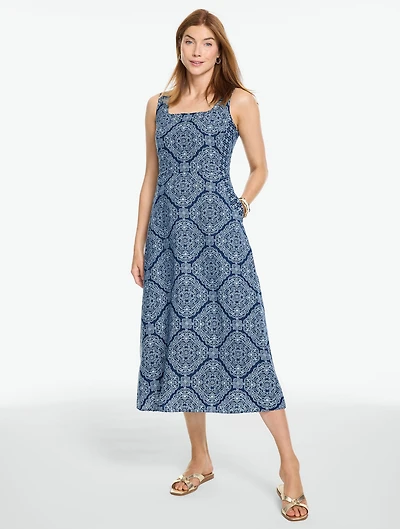 Linen Blend Fit & Flare Dress - Luxe Bandana