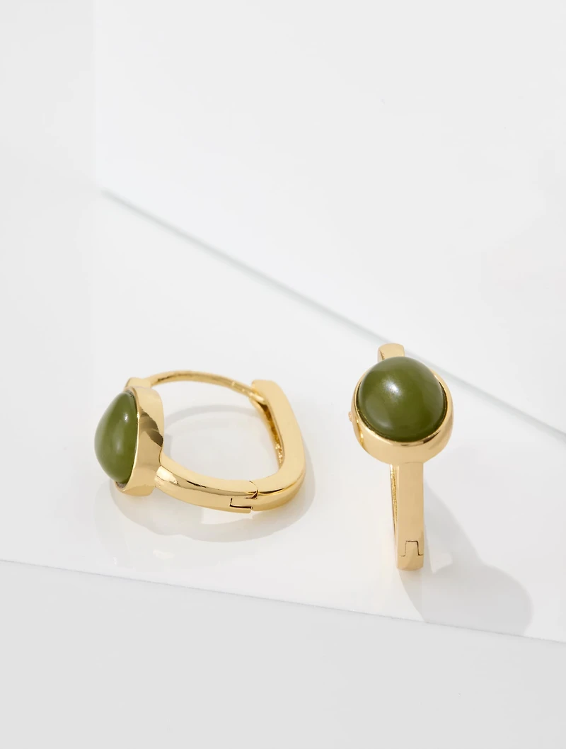Cabochon Hoop Earrings