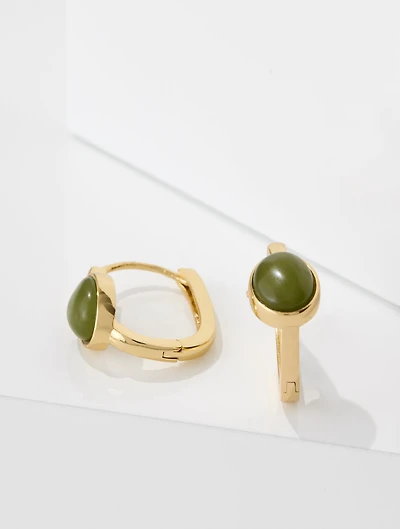 Cabochon Hoop Earrings